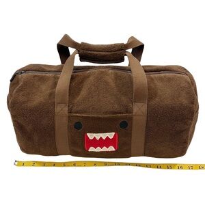 Authentic Vintage Y2K Domo Kun NHK-TYO Duffel Bag Fuzzy Plush Brown Clean EUC